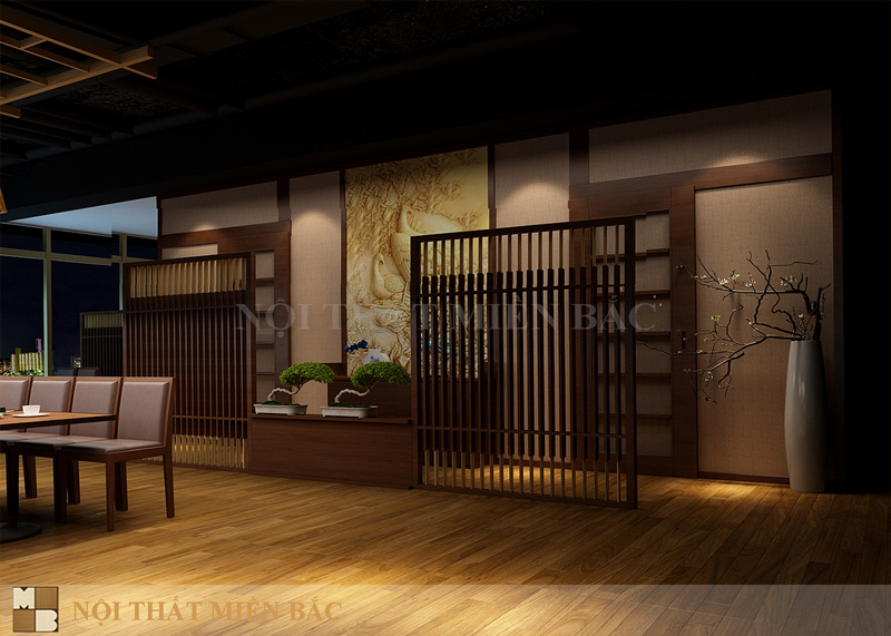 Mẫu thiết kế nhà hàng Nhật cao cấp - phòng ăn ngồi ghế1